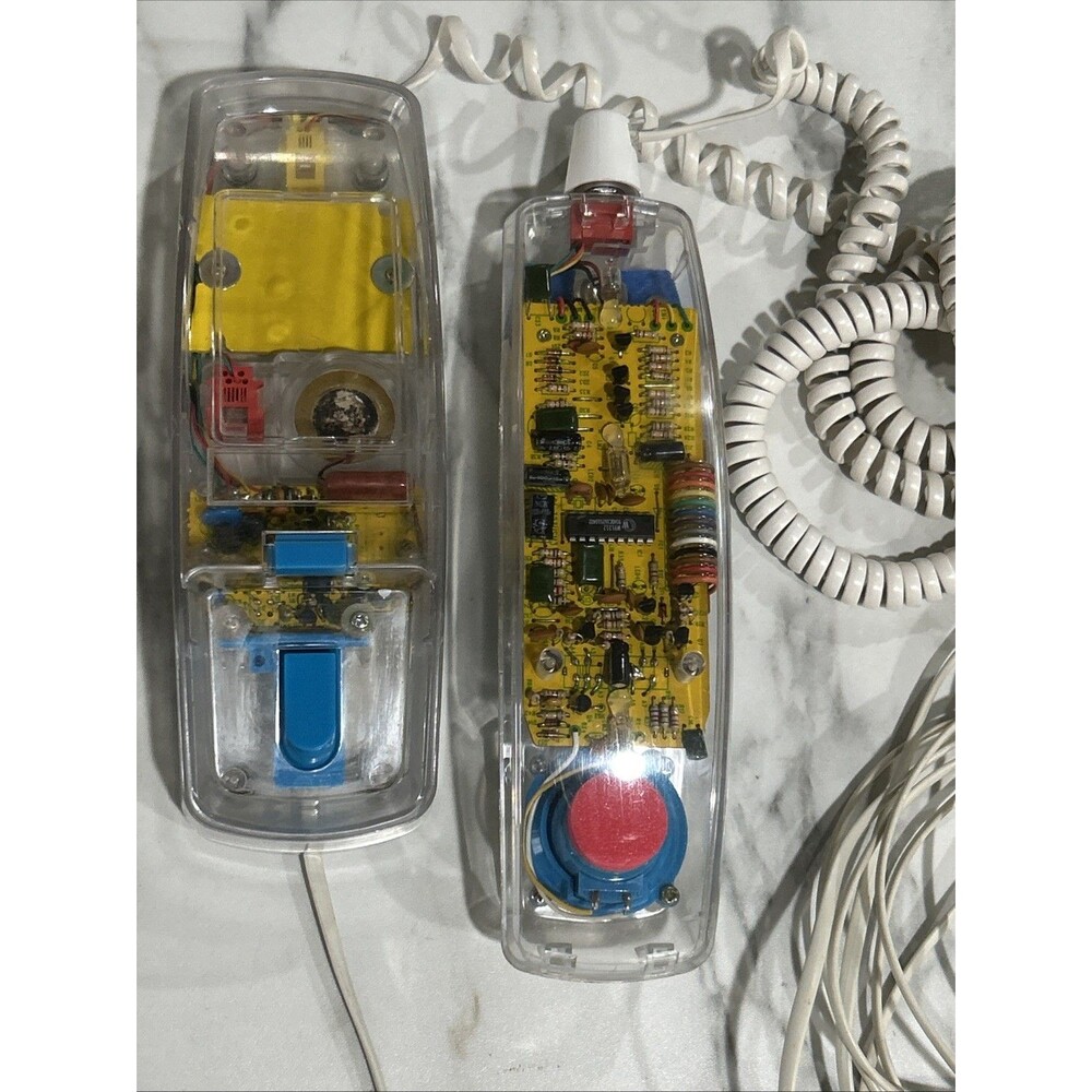 1996 RADIO SHACK CLEAR Phone  Corded Touch Tone Y2K Colorful Translucent Wall